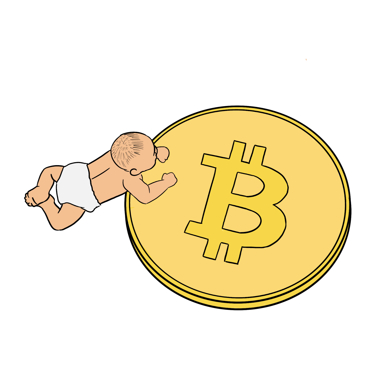 Infant doodle besides a crypto coin like this